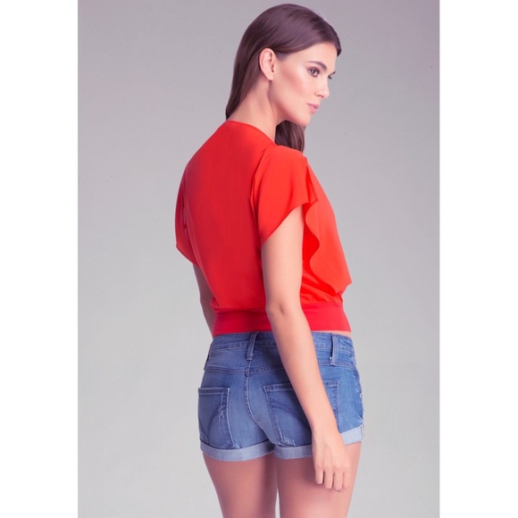 Bebe Red Embellished Kimono Top - Picture 3 of 11